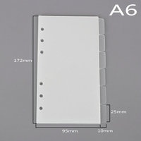 Classeur A5 transparent à 6 anneaux en plastique givré diviseur d'index de recharge de feuilles mobiles avec 6 onglets page de papier PP pour un usage quotidien