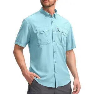 Fabrika kaynağı polyester balıkçılık gömlek uv koruma hızlı kuru özel balıkçılık gömlek uzun kollu erkekler için