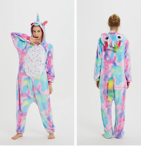 Nouvelle arrivée, combinaison en flanelle douce à capuche, motif licorne arc-en-ciel, costume de carnaval d'Halloween - Product Image 2