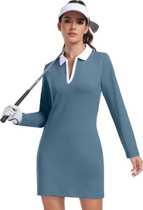 Nueva moda de manga larga para falda de Polo de tenis para mujer con cuello en V de algodón puro de alta calidad y poliéster para Polos de niñas - Product Image 5