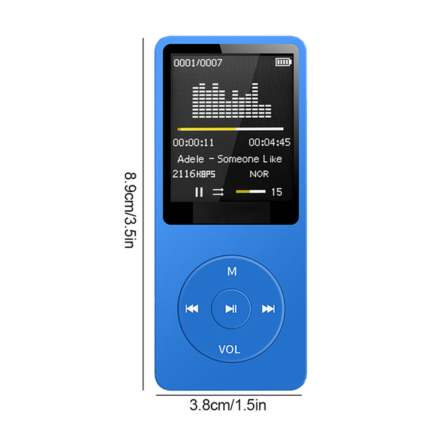 1.8" Touch Screen Music Voice Recorder FM Radio MP3 Player Built-in Speaker Wireless Audio Receiver Music Playing Sports Mp4