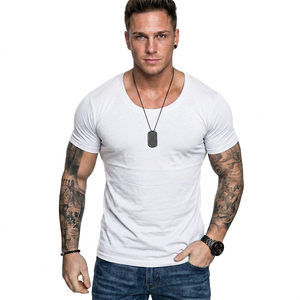 Camiseta de Verano para Hombre, Cuello en V, Ajustada, de Secado Rápido, 260g, Color Sólido, con Logotipo Personalizado al por Mayor - Product Image 5