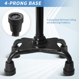 Canne de <span class=keywords><strong>marche</strong></span> pliable et réglable en hauteur <span class=keywords><strong>pour</strong></span> hommes et femmes, avec base à 4 branches et poignée ergonomique rembourrée en mousse <span class=keywords><strong>pour</strong></span> une stabilité accrue - Product Image 5