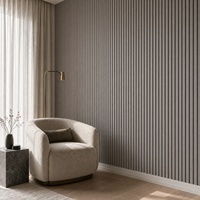 Panneau mural rainuré WPC WYRAX en bois gris pour décoration murale intérieure de bureau moderne