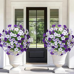 Venta al por Mayor de Árboles de Topiario de Boj Artificial de 23 Pulgadas con Flores de Petunia, Plantas Artificiales para Exteriores con Base para Tierra, Resistentes a los Rayos UV - Product Image 3