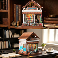 Mini-bibliothèque DIY 3D sur mesure et OEM ODM Surf Hut, puzzle fait main avec lumières LED, cadeau pour collectionneurs