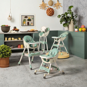 <span class=keywords><strong>Chaise</strong></span> haute bébé moderne pliable 3 en 1 en plastique avec fonction <span class=keywords><strong>de</strong></span> bascule, hauteur réglable, dispositifs <span class=keywords><strong>de</strong></span> sécurité et utilisation multifonctionnelle <span class=keywords><strong>pour</strong></span> les repas - Product Image 3