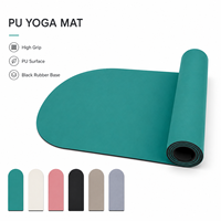 Tapis de yoga en caoutchouc PU 4,5 mm 183x68 cm, demi-rond à une extrémité arrondie, antidérapant, pour Pilates, avec logo personnalisé, fabricant ODM