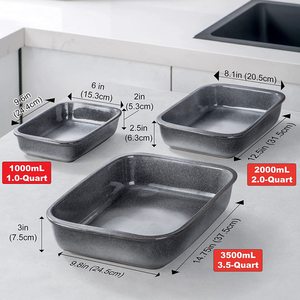 Dahua — ensemble de 3 casseroles à cils 9x13 '', vaisselle rectangulaire en céramique pour cuisson au four, dîner - Product Image 3