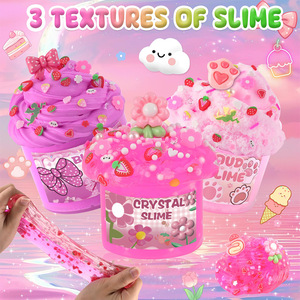 Venta al por mayor: Set de 6 Slimes Adorables (Rosa, Morado, Nube, Mantequilla, Cristal) en Vaso, Kits de Manualidades DIY, Rellenos para Bolsas de Fiesta para Niños - Product Image 6