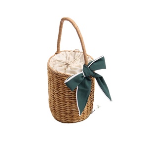 elegante paja <span class=keywords><strong>Shopper</strong></span> Tote bolsa con forro de poliéster para rato viaje de compras de comestibles diario playa Mujer chica - Product Image 1