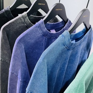 Custom-printed Retro Acid-washed Oversized Men's <strong>Long</strong>-<strong>sleeved</strong> T-shirt, Pure <strong>Cotton</strong> Faded <strong>Long</strong>-<strong>sleeved</strong> T-shirt with logo Printing - Product Image 2