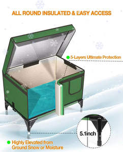 Abri extérieur chauffé pour chiens et chats avec tapis pour animaux de compagnie, imperméable, isolé, pliable, portable, style luxueux - Product Image 2