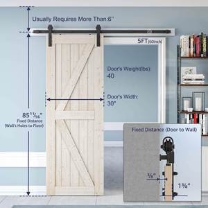 RheTech 30x84 pulgadas K-Frame DIY Puerta corrediza de madera de granero con paneles de madera de pino maciza sin terminar - Product Image 5