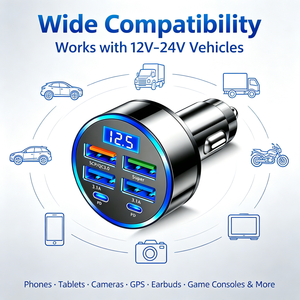 Upgrade from 2 Port to 6 Port Car Charger Replace Old Dual USB <b>Socket</b> with Faster <b>Multi</b> Port Adapter - Product Image 2