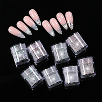 Ensemble de poudre à paillettes holographiques argentées pour ongles, paillettes laser brillantes de tailles variées, poussière de paillettes fines et étincelantes pour la décoration des ongles DIY, manucure