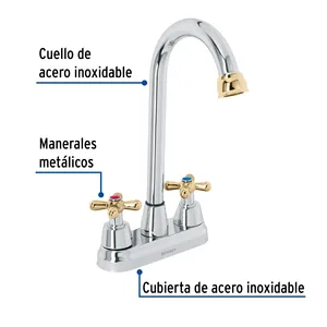 Master con 24 unità 4 'mixer lavabo in oro cromato, tipo bar, traversa, AQUA - Product Image 2