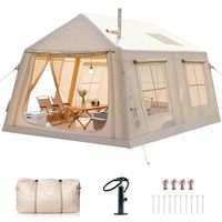 Tente de camping gonflable de luxe à double couche avec design surélevé latéral, imperméable quatre saisons, 3000+ mm, portable, en tissu Oxford 300D