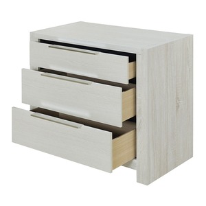 Modern Transitional Beige Nightstand 3 Drawer Wooden Bedroom <b>Storage</b> <b>Bedside</b> Cabinet - Product Image 4
