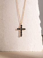 Collier pendentif croix chrétienne rubis en argent sterling 925 Bijoux de Noël Jésus-Christ