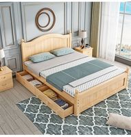 Ensemble de lit moderne simple de style européen pour la chambre principale Lit en bois massif avec fonction de rangement