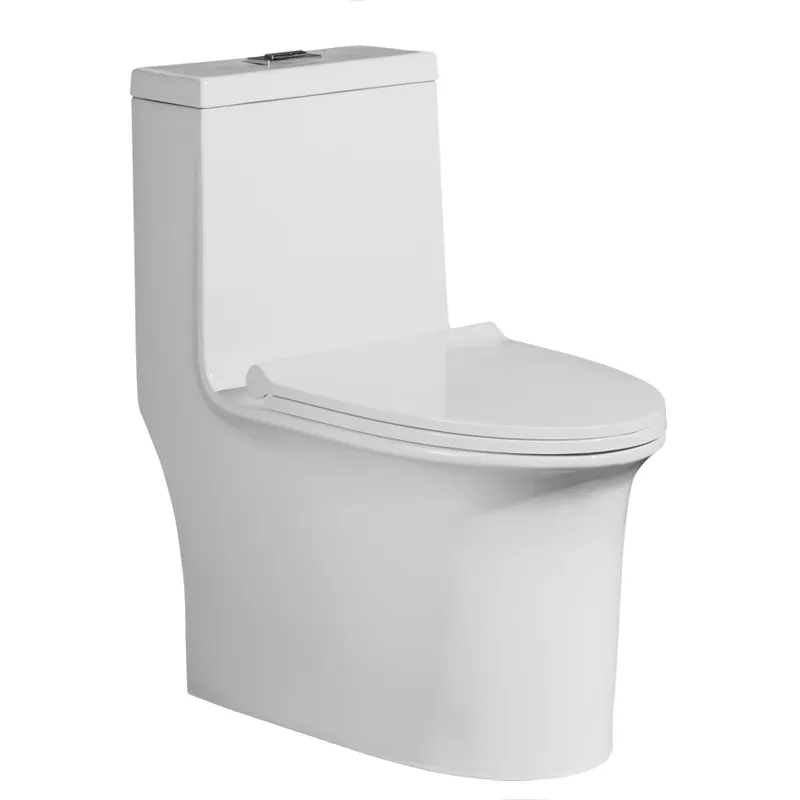 منتجات حمام على الطراز الغربي KD-T098P، وعاء مرحاض قطعة واحدة من السيراميك مع خزانة المياه، مقعد WC واقف على الأرضية للحمام للبالغين