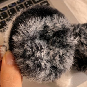 女性用冬暖かい毛皮かわいいジャカードタッチスクリーンニットフルフィンガーグローブ3Dパンダデコレーション - Product Image 5