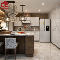 Ensemble d'îlot de cuisine en bois gris foncé moderne, peint, de luxe, classique, personnalisé, avec conception gratuite, prêt à assembler (RTA) pour centre commercial