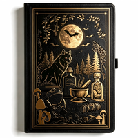 Carnet de sorcière A5 à couverture rigide en PU, personnalisé, motif loup, pour notes sur les ombres, cadeau