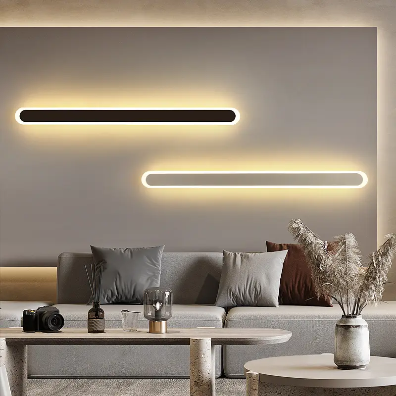 Nordic LED Wall Lights Indoor Hotel Wall Mounted Bedside Lamp 60cm 80cm Dimmable Long Strip Modern Wall Light Decoration