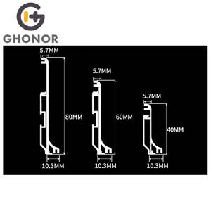 Moulure à insertion en caoutchouc Plinthes décoratives en aluminium blanc Plinthes de salon Carreaux de céramique Panneaux muraux Plancher en bois - Product Image 4