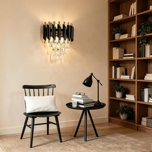 <span class=keywords><strong>Applique</strong></span> murale LED moderne en cristal noir/<span class=keywords><strong>doré</strong></span> pour chambre, salle de bain, salle à manger et salon – Lampe murale de chevet - Product Image 3