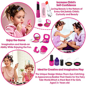 Kit de maquillage pour enfants, jeu d'imitation, <span class=keywords><strong>beauté</strong></span> pour filles, maquillage de simulation, cosmétiques roses, ensemble de jouets de maquillage pour enfants avec boîte de rangement - Product Image 3