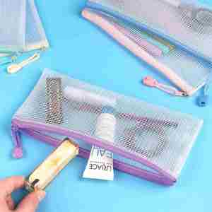 Macaron <b>A4</b> Mesh <b>File</b> Bag Waterproof Zipper Pouch Plastic Exam Paper Organizer School Office Document Storage Supply - Product Image 5