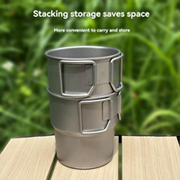 Couvercle de tasse en titane argenté personnalisé avec poignée pliable, écologique, pour la maison, le camping, portable et léger, pour cola et café