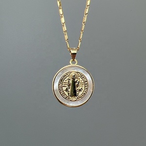 Collar con Colgante de Concha de Mar de Metal para Mujer de Joyería Religiosa de la Virgen de Guadalupe y Jesús al por Mayor - Product Image 5