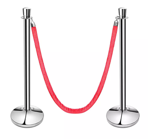 Postes de Control de Multitudes para Restaurantes, de Acero Inoxidable, Acabado Negro/Dorado/Pulido, Cinta de Espera con Cuerda de Terciopelo, Separador de Filas de Alta Gama - Product Image 1