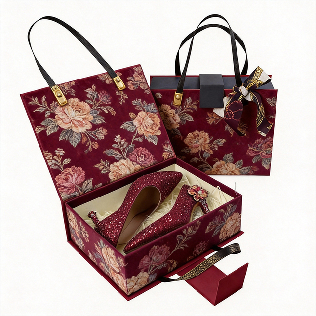 Premium Hard Board Stackable Rigid Matte Printed Closed Packing Magnetic Box Paper Packaging for Shoes Slippers Sandal Boot