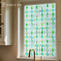 Fancy-Fix 3D Buntglas-PVC-Fensterfolie - Wasserdicht, UV-Blockierend, Umweltfreundlich, Sichtschutz-Dekor für Küche, Schlafzimmer, Heim und Möbel
