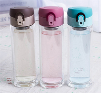 Mug de voyage portable 10oz pour café et thé, avec diffuseur, composants métalliques, bouteille en verre à double paroi, couvercle à clapet, pour thé en vrac