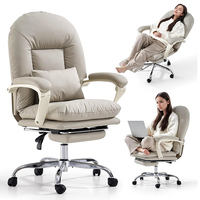 Chaise de patron contemporaine et confortable en cuir synthétique, chaise de bureau inclinable avec design de canapé, utilisation à domicile, chaise de détente de loisirs