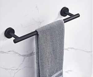 Bộ Kim Khí Phòng Tắm Phụ Kiện Phòng Tắm Bằng Thép Không Gỉ Màu Đen Mờ Bộ Giá Treo Khăn Vòng Treo Khăn Gắn Tường Hình Tròn - Product Image 4