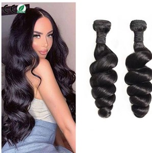 Amygirl Indian Hair Remy 10A Unprocessed Virgin Human Hair Extension Double Drawn Single Weft Loose Wave Bundles Micro-Link 100g - Product Image 1
