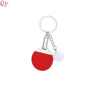 QQ <b>Mini</b> Minimalist Design PVC <b>Table</b> Tennis Racket and Ball Keychain Set Creative Fashionable Trendy Bag Charm Toy - Product Image 1
