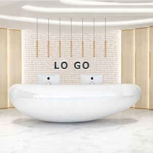 Q024 Réception ovale minimaliste avec réception en or rose Meubles haut de gamme personnalisés pour les entreprises de lobbies d'hôtels de luxe - Product Image 1