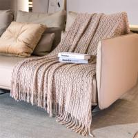 Vente en gros, couverture super douce en tricot pour canapé, chaise, canapé, oreille de blé solide pour canapé, lit, voyage