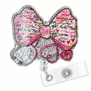 Wholesale PVC Acrylic Medical Retractable Heart Nurse Badge Reel Clip Keychain Doctor Accessories with <b>ID</b> Card <b>Holder</b> for Work - Product Image 2