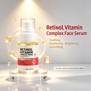 Siero <span class=keywords><strong>Viso</strong></span> al Retinolo e Complesso Vitaminico, Essenza Facciale Lenitiva, Illuminante, Levigante, Idratante, Rassodante, Radiante, Etichetta Privata, Biologico - Product Image 1