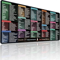 Tapis de souris en caoutchouc avec commandes Linux - 180+ commandes - Tapis de bureau - Raccourcis pour programmeurs - Tapis de souris Excel taille XXL - Tableau de raccourcis