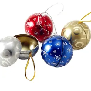 Small christmas tin ball decorations tin box candy tin can